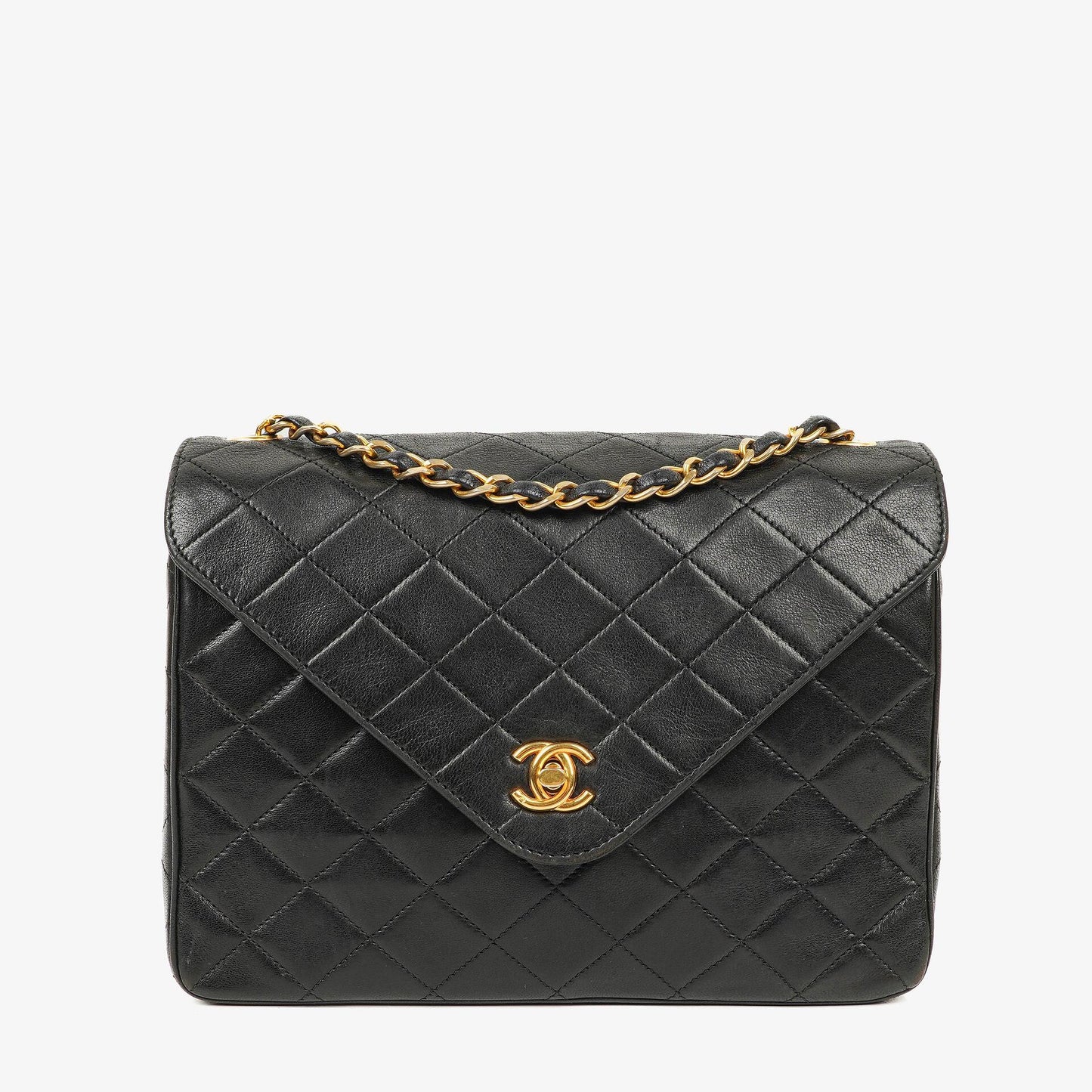 Chanel Envelope Flap Bag Black Quilted Lambskin With 24K Gold-Plated Hardware