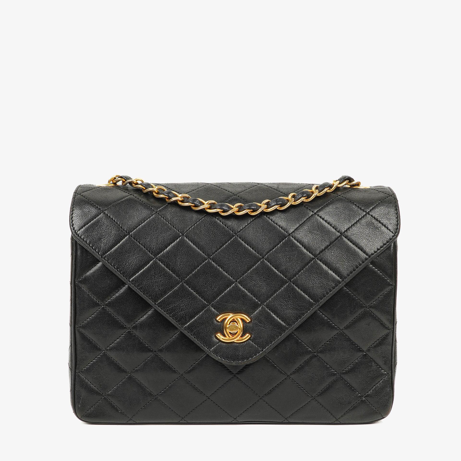 Chanel Envelope Flap Bag Black Quilted Lambskin With 24K Gold-Plated Hardware