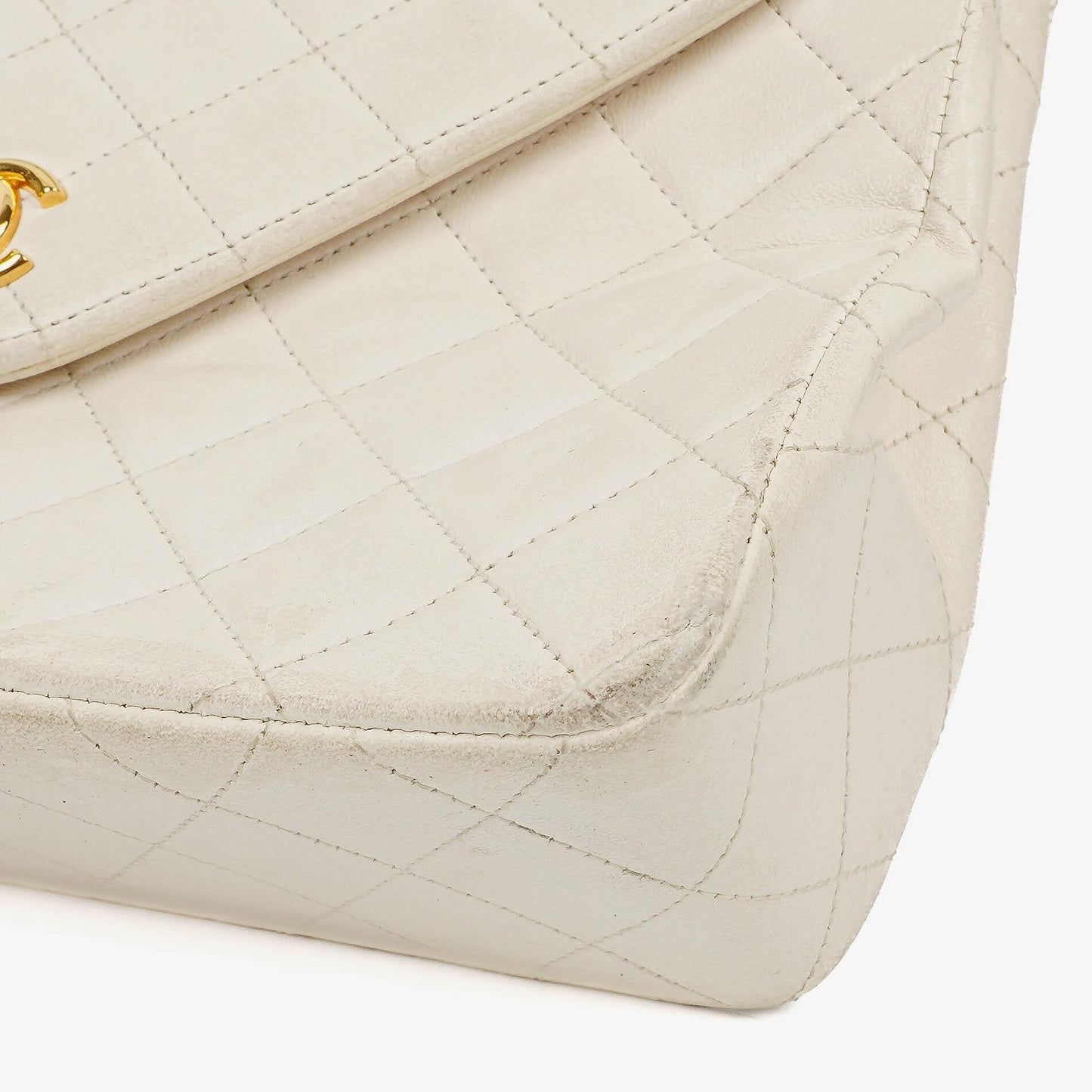 Chanel Envelope Flap Bag White Quilted Lambskin With 24K Gold-Plated Hardware