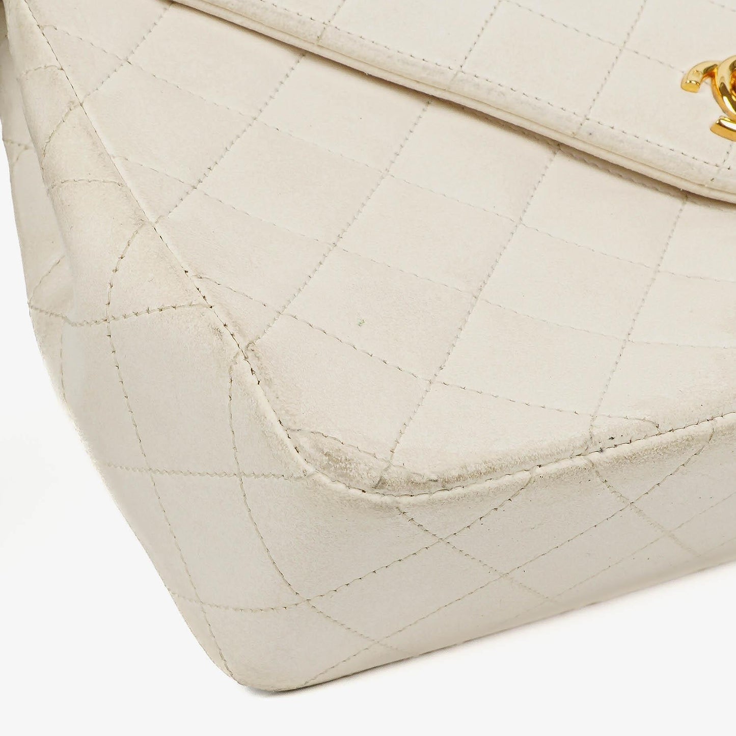 Chanel Envelope Flap Bag White Quilted Lambskin With 24K Gold-Plated Hardware