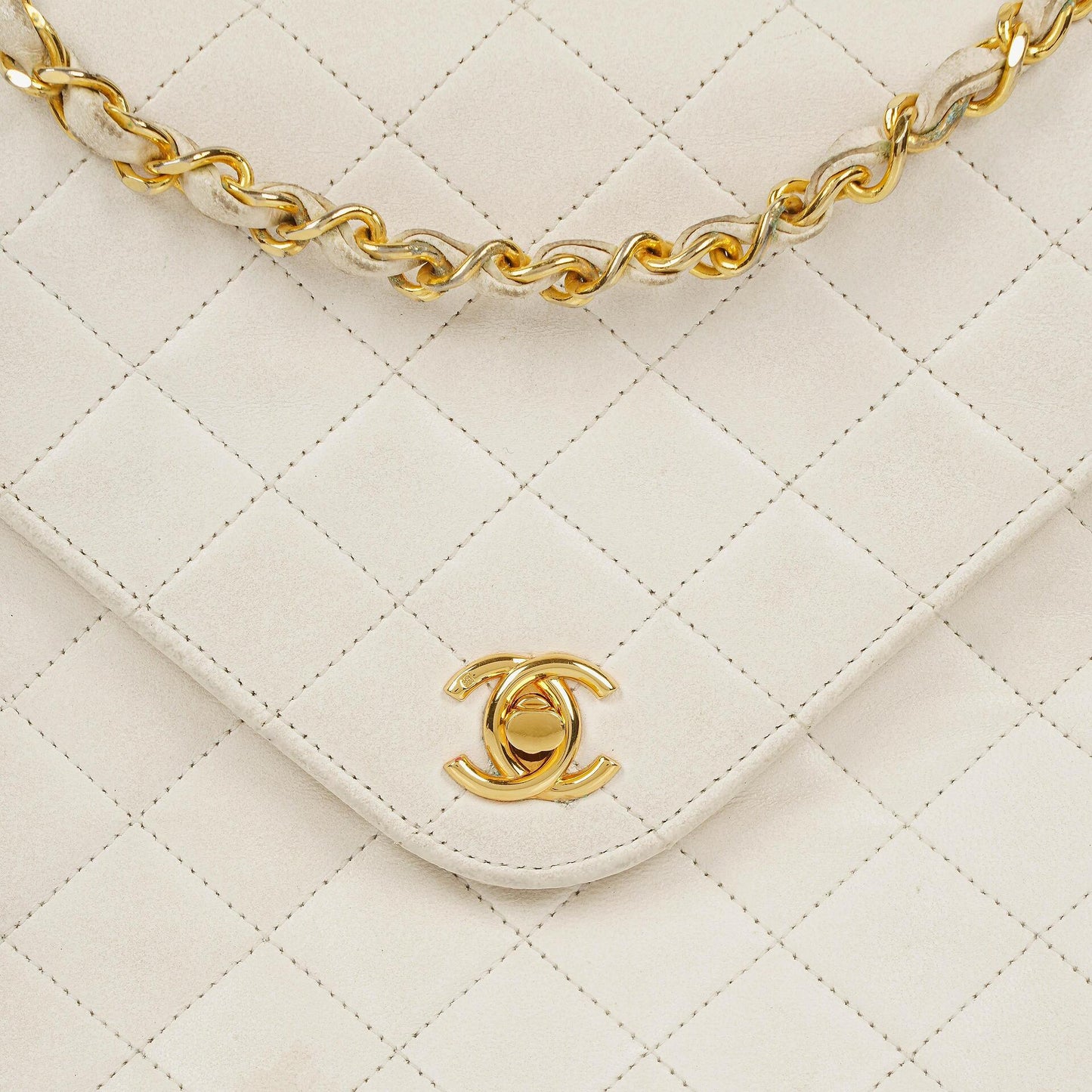 Chanel Envelope Flap Bag White Quilted Lambskin With 24K Gold-Plated Hardware