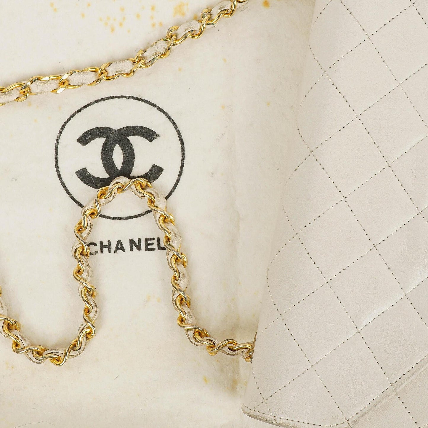 Chanel Envelope Flap Bag White Quilted Lambskin With 24K Gold-Plated Hardware