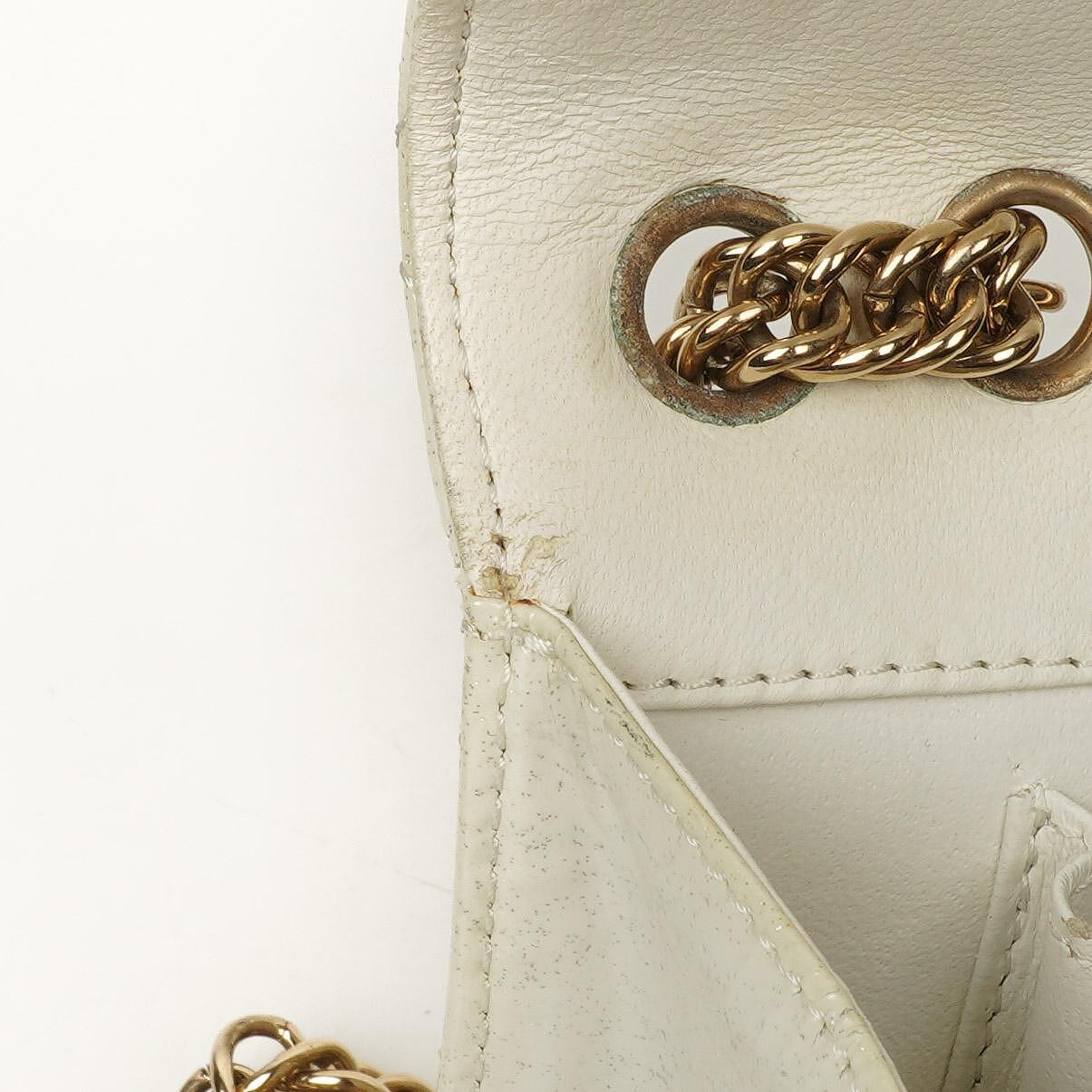 Chanel Evening Star East West White Quilted Patent Leather Flap Bag
