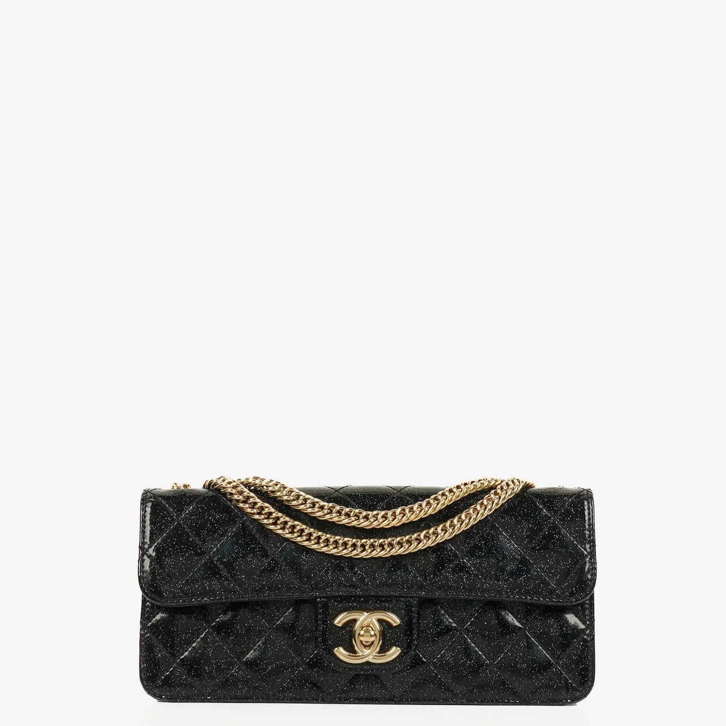 Chanel Evening Star Quilted Glitter Patent East West Flap Bag