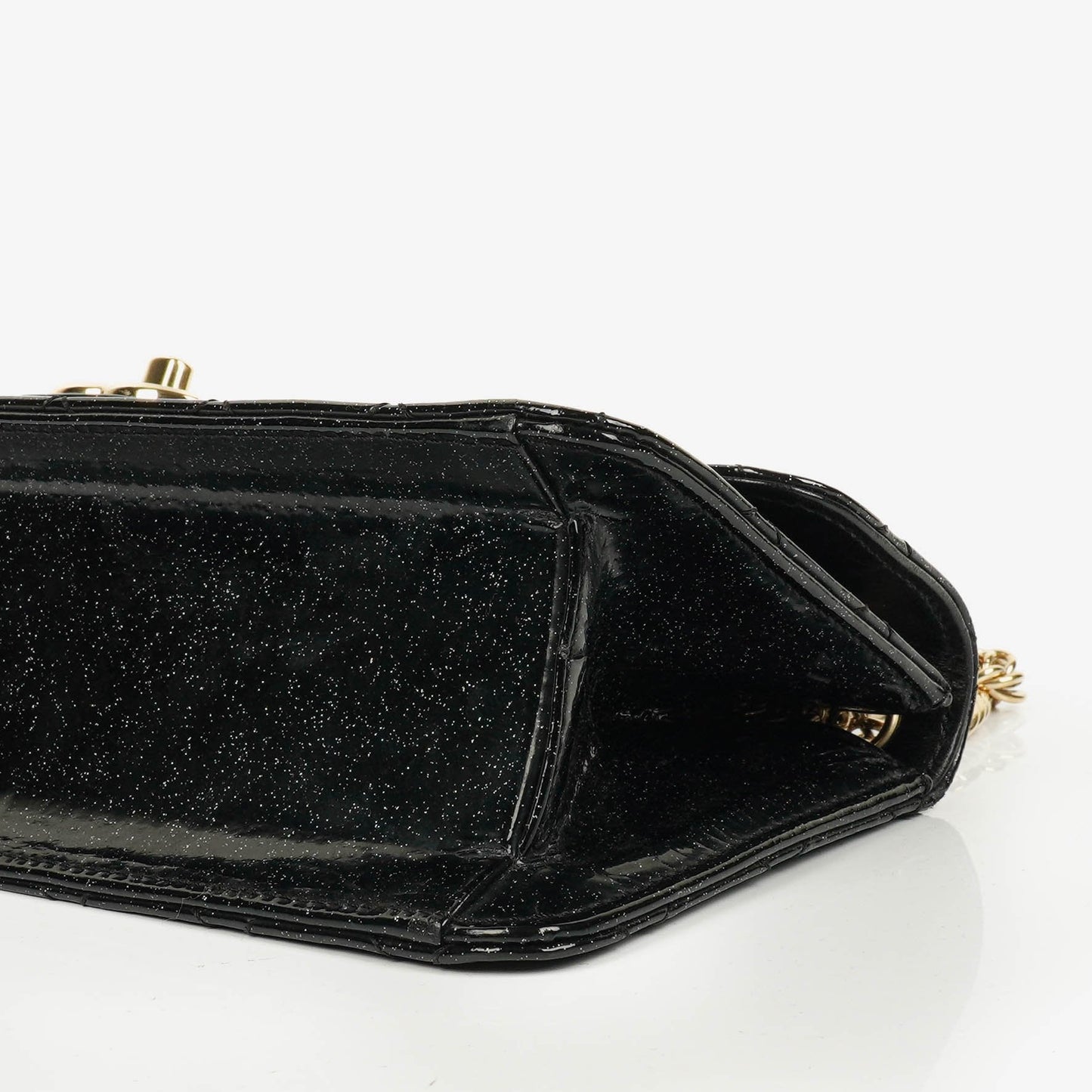 Chanel Evening Star Quilted Glitter Patent East West Flap Bag
