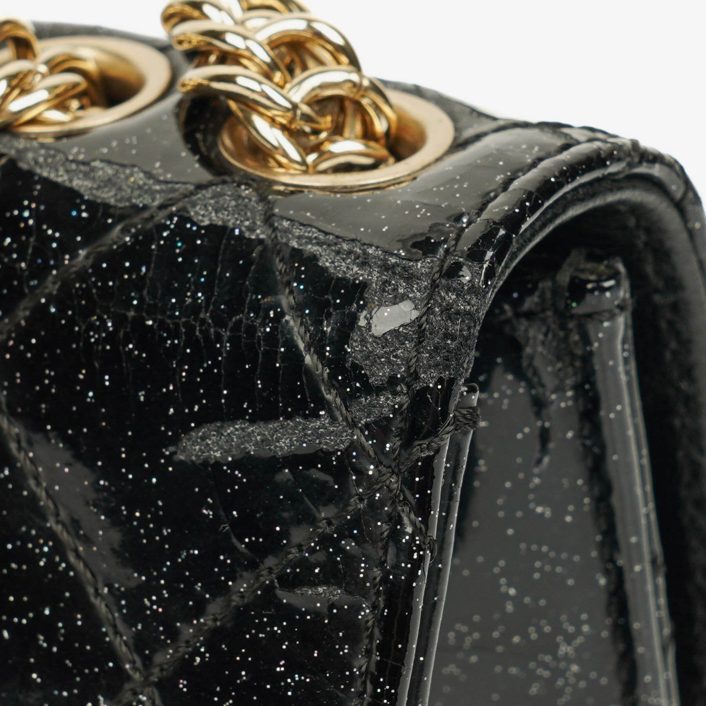 Chanel Evening Star Quilted Glitter Patent East West Flap Bag