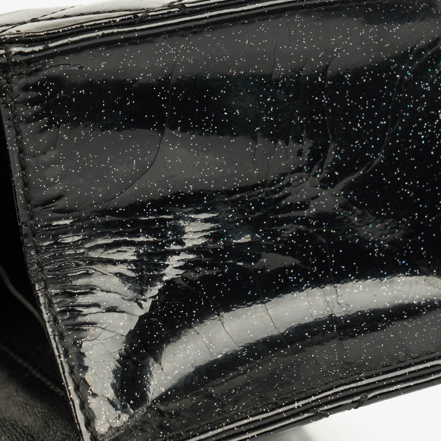 Chanel Evening Star Quilted Glitter Patent East West Flap Bag
