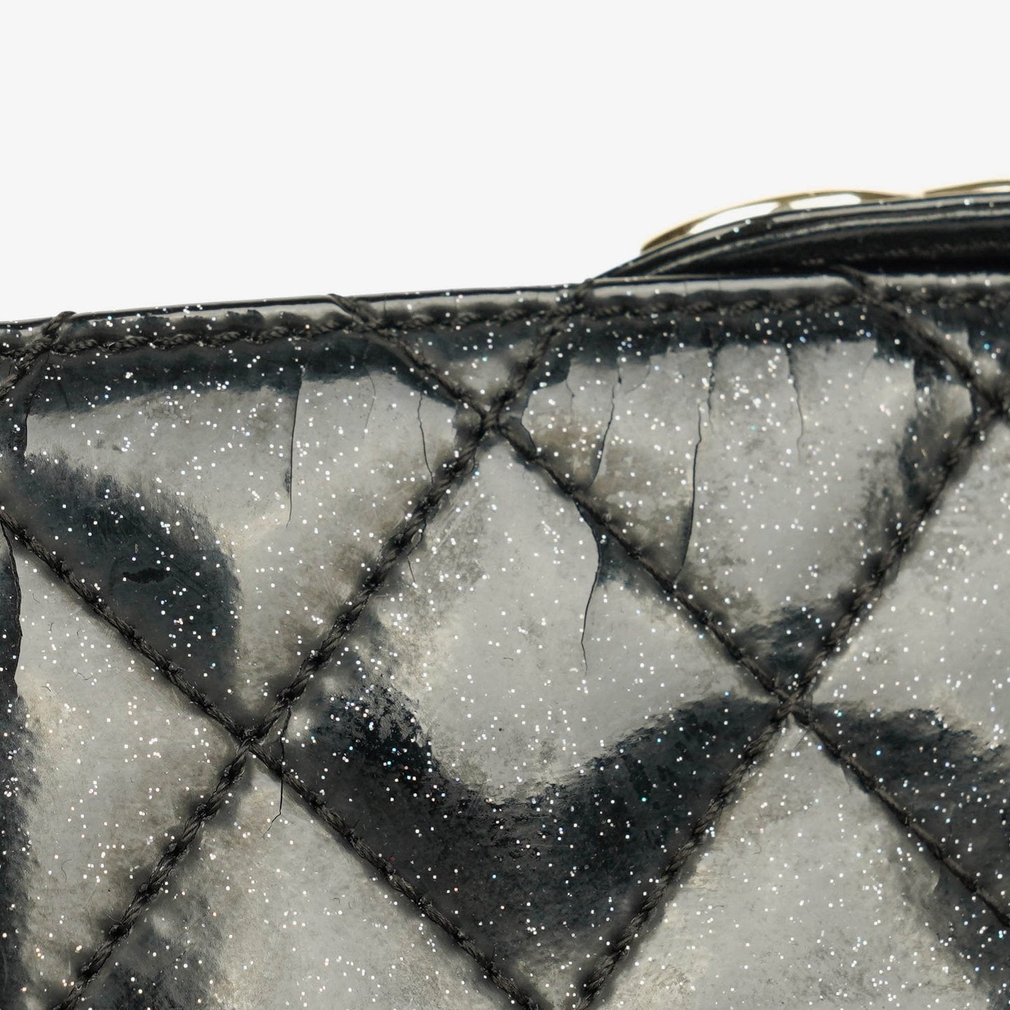 Chanel Evening Star Quilted Glitter Patent East West Flap Bag