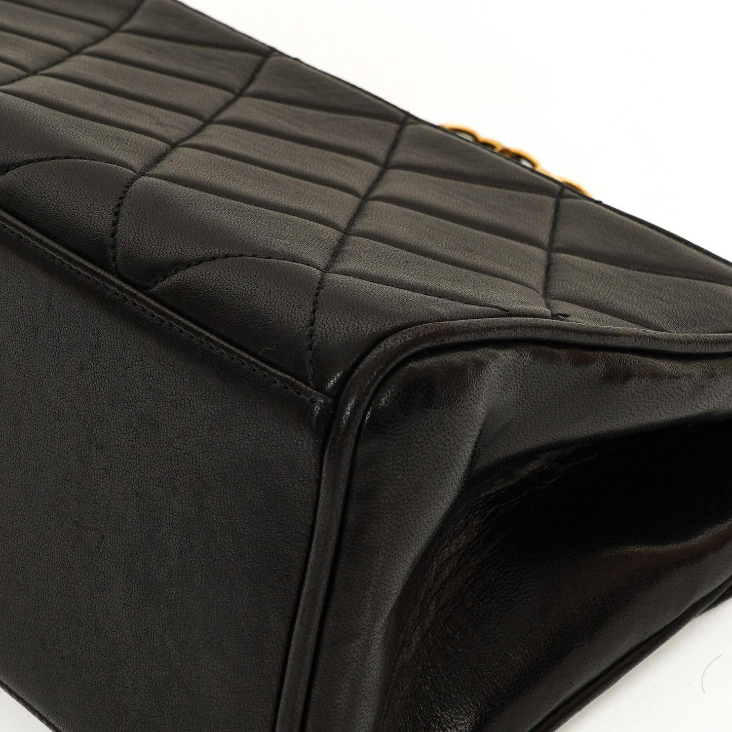 Chanel Flap Bag In Black Quilted Lambskin With Chain Top Handle And 24K Gold-Plated Hardware, 1994-1996