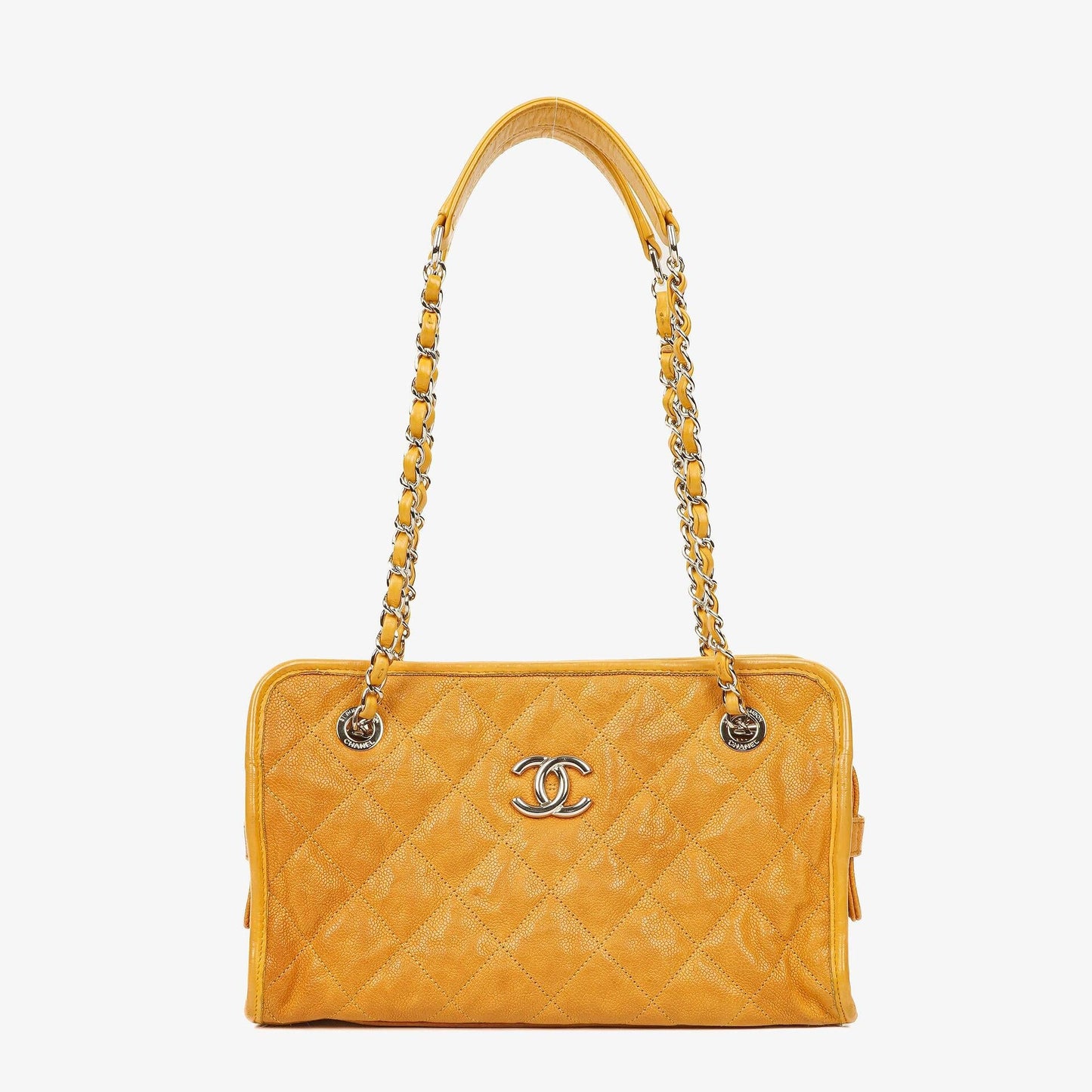 Chanel French Riviera Ocher Quilted Caviar Leather Shopping Tote Bag