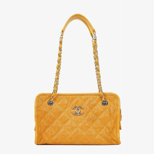 Chanel French Riviera Ocher Quilted Caviar Leather Shopping Tote Bag