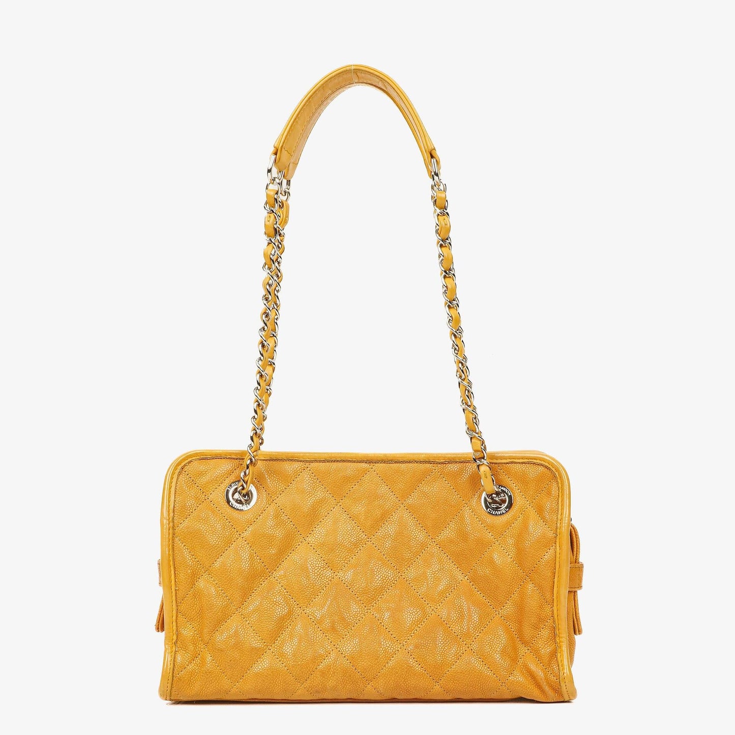 Chanel French Riviera Ocher Quilted Caviar Leather Shopping Tote Bag