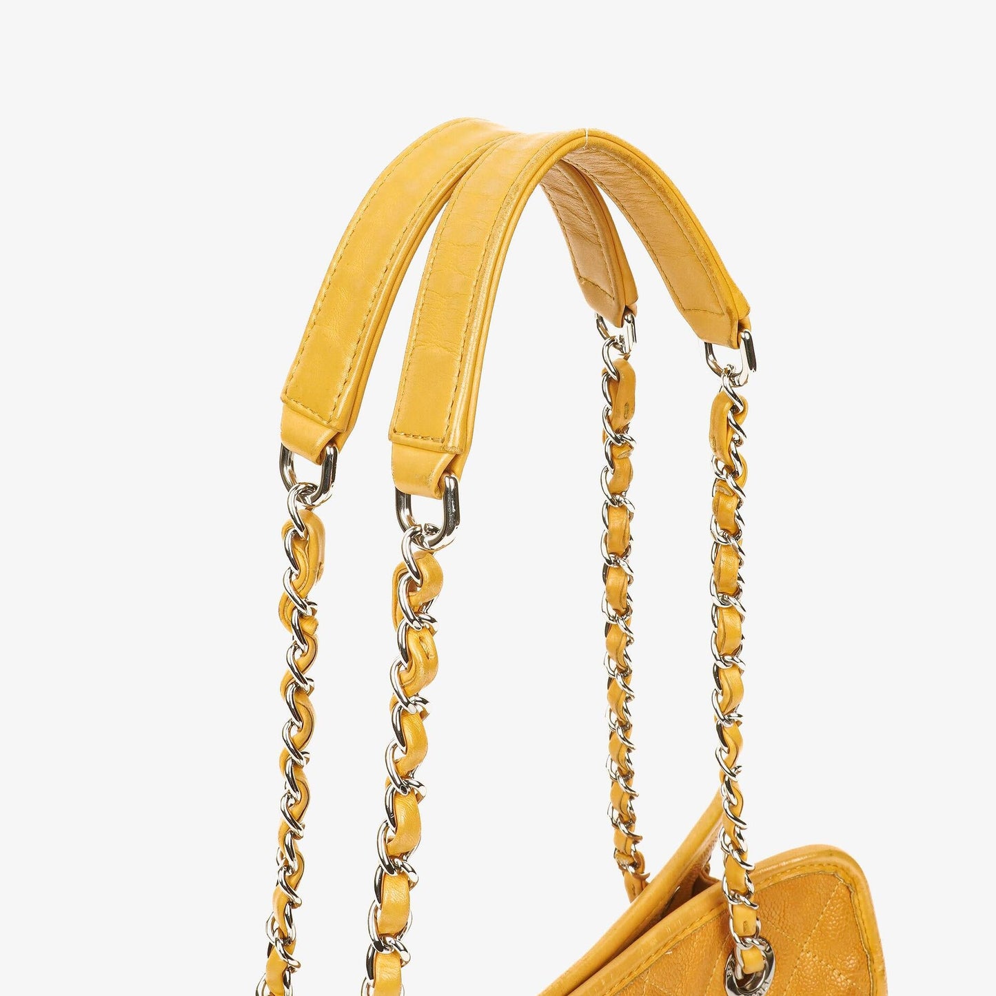 Chanel French Riviera Ocher Quilted Caviar Leather Shopping Tote Bag