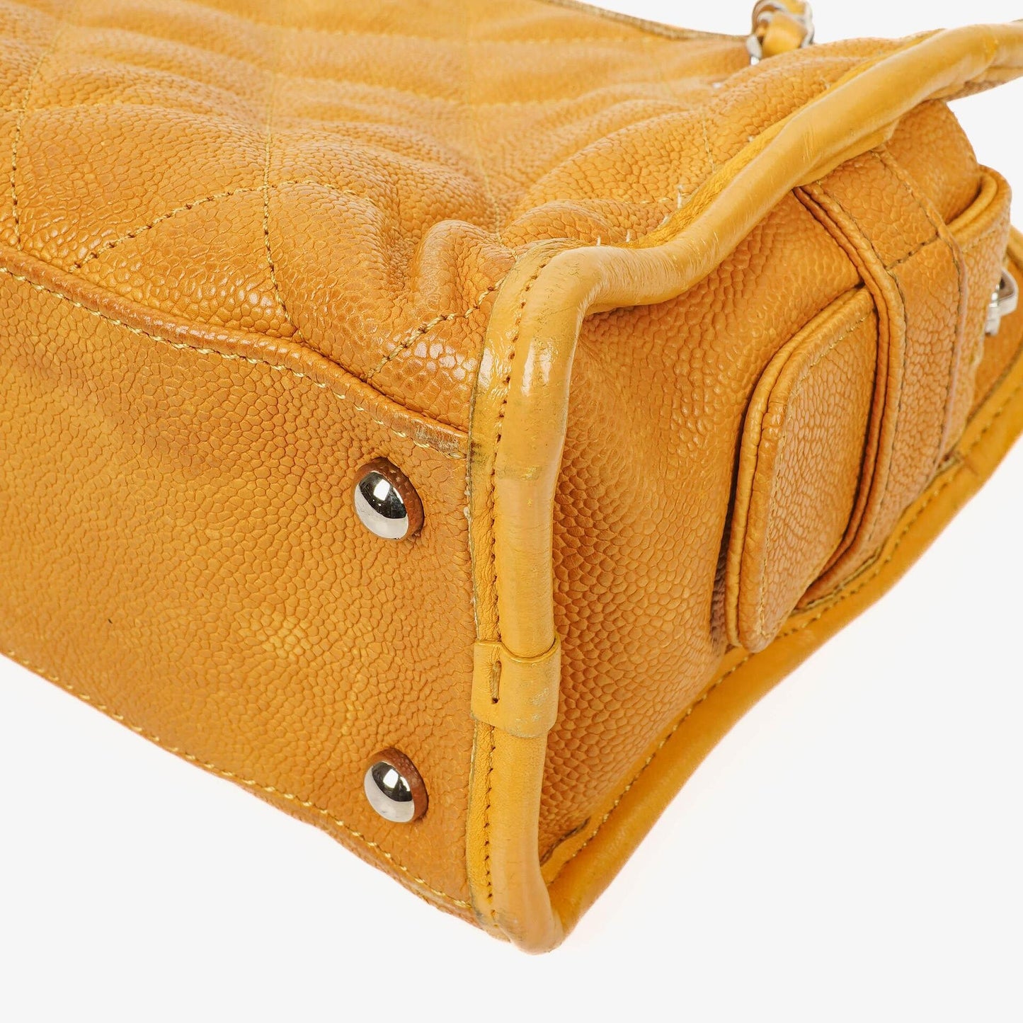 Chanel French Riviera Ocher Quilted Caviar Leather Shopping Tote Bag