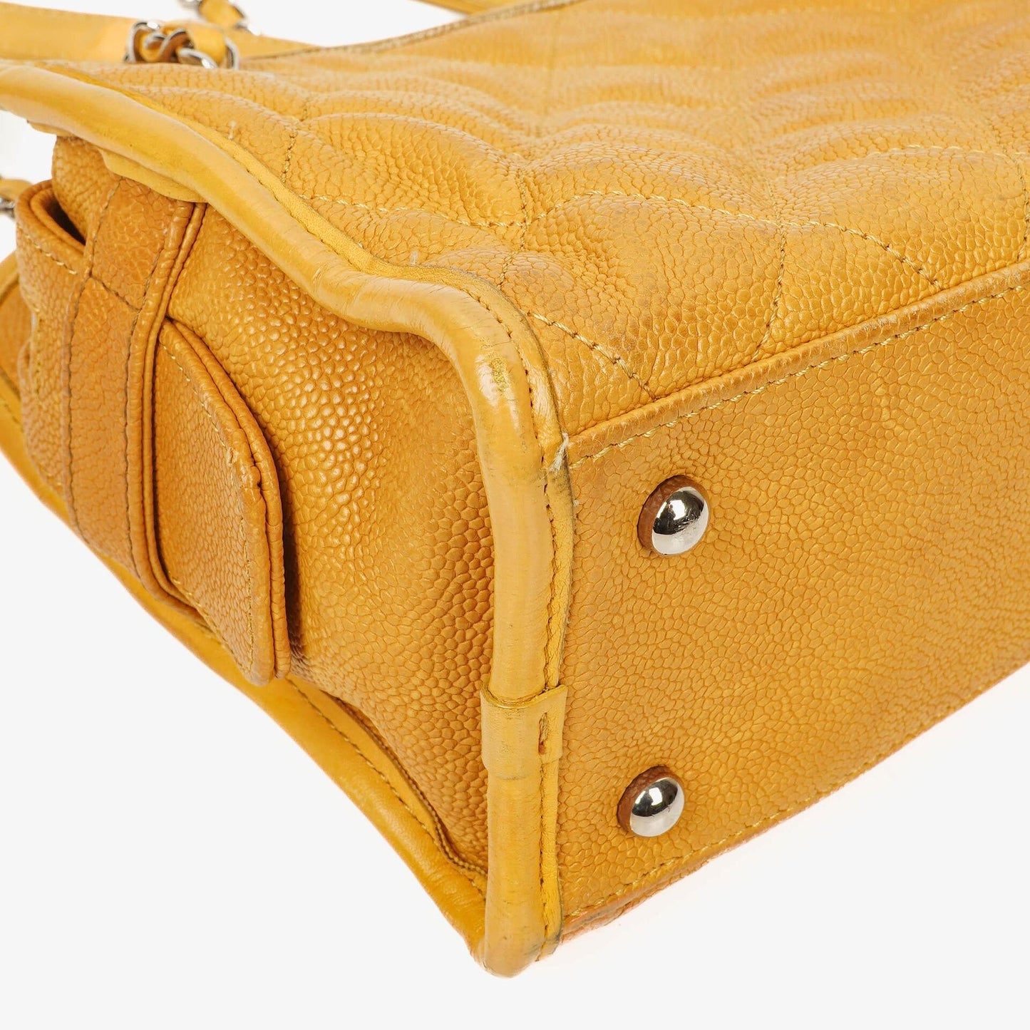 Chanel French Riviera Ocher Quilted Caviar Leather Shopping Tote Bag