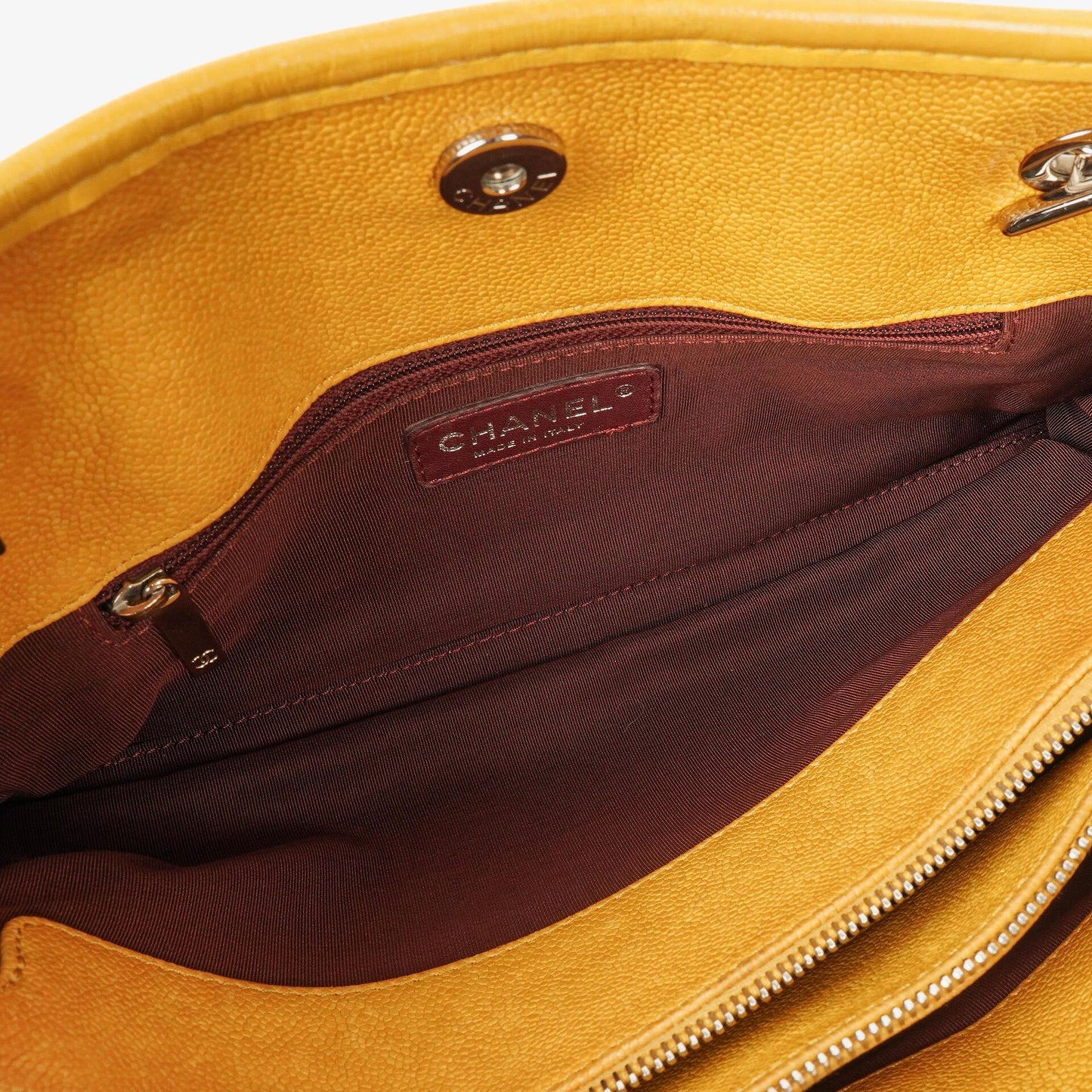 Chanel French Riviera Ocher Quilted Caviar Leather Shopping Tote Bag