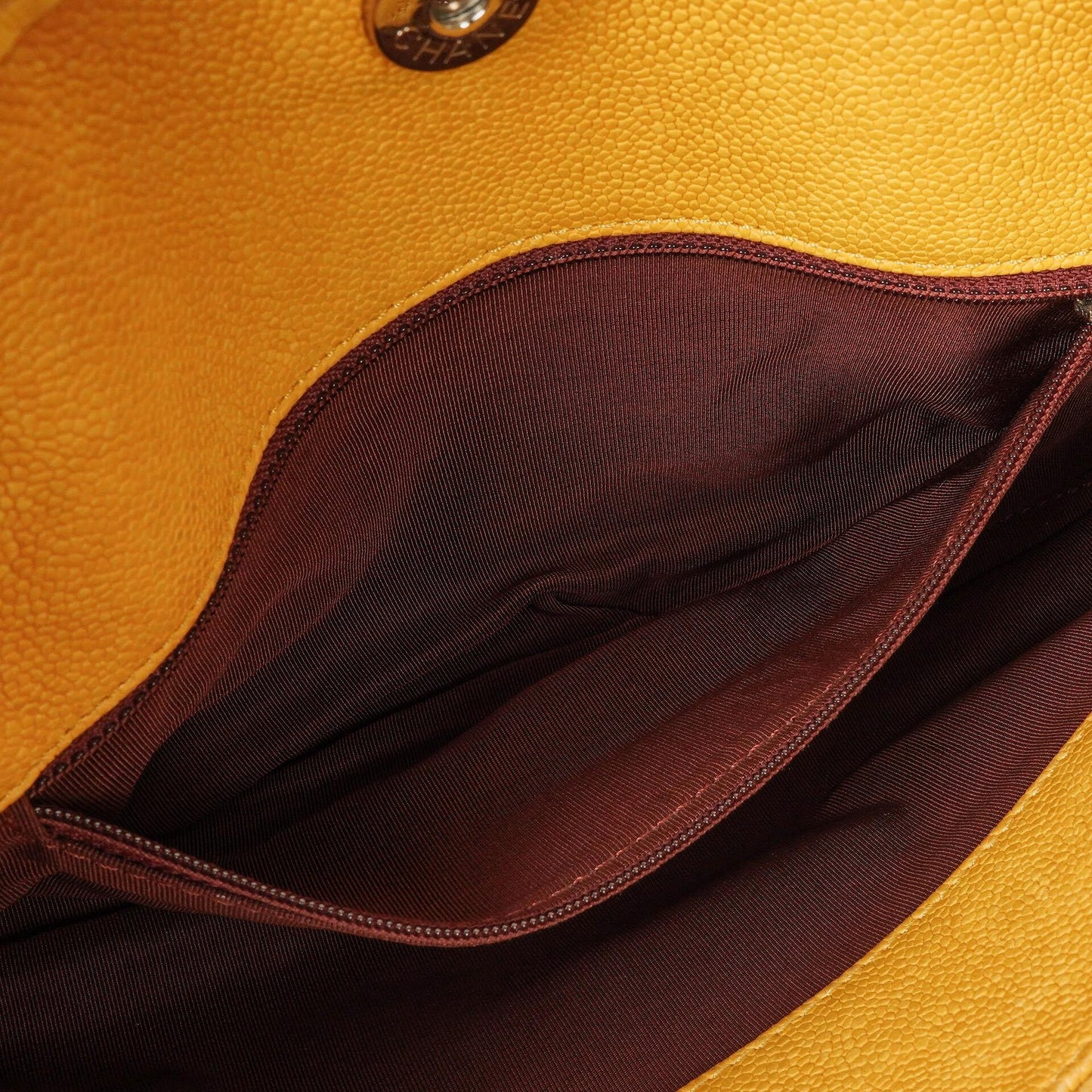 Chanel French Riviera Ocher Quilted Caviar Leather Shopping Tote Bag