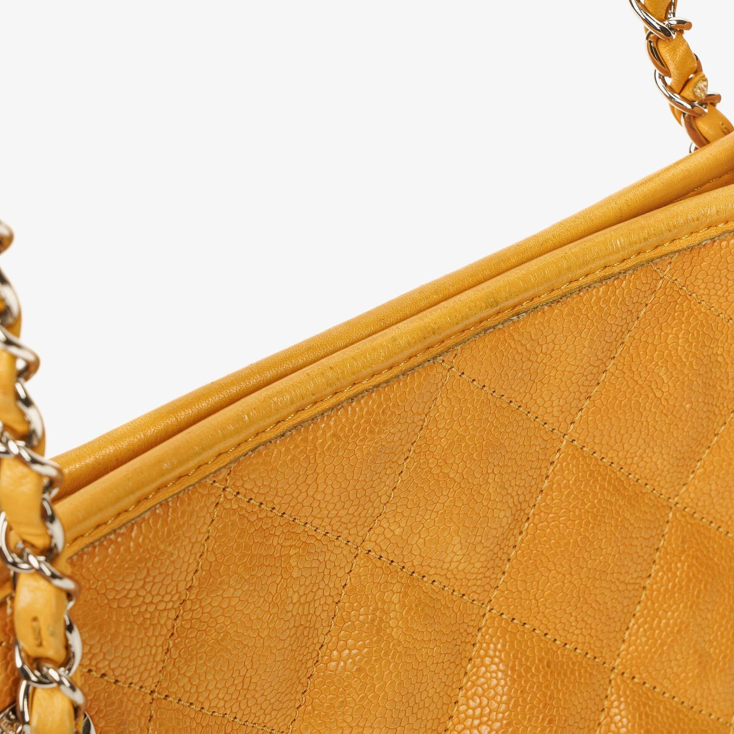 Chanel French Riviera Ocher Quilted Caviar Leather Shopping Tote Bag