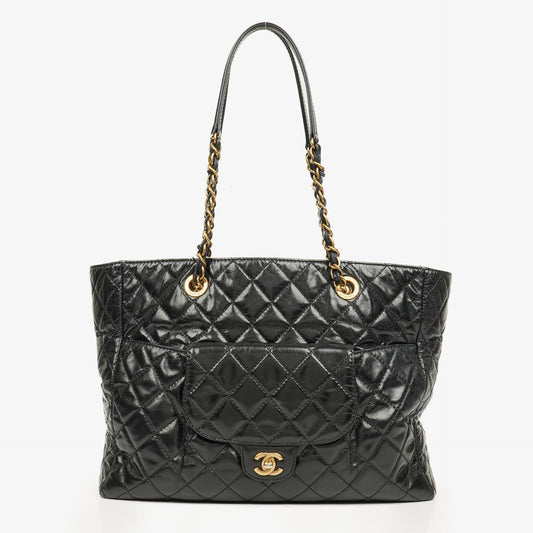 Chanel Front Pocket Large Tote Bag Glazed Quilted Calfskin Gold-Tone Hardware 2014/2015