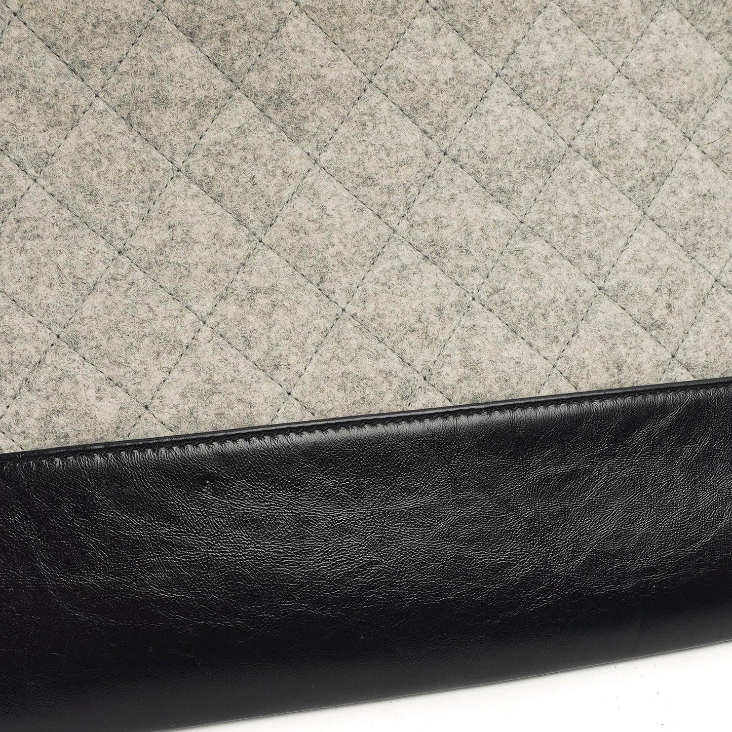 Chanel Gabrielle Pouch Clutch In Grey Quilted Wool And Navy Calfskin