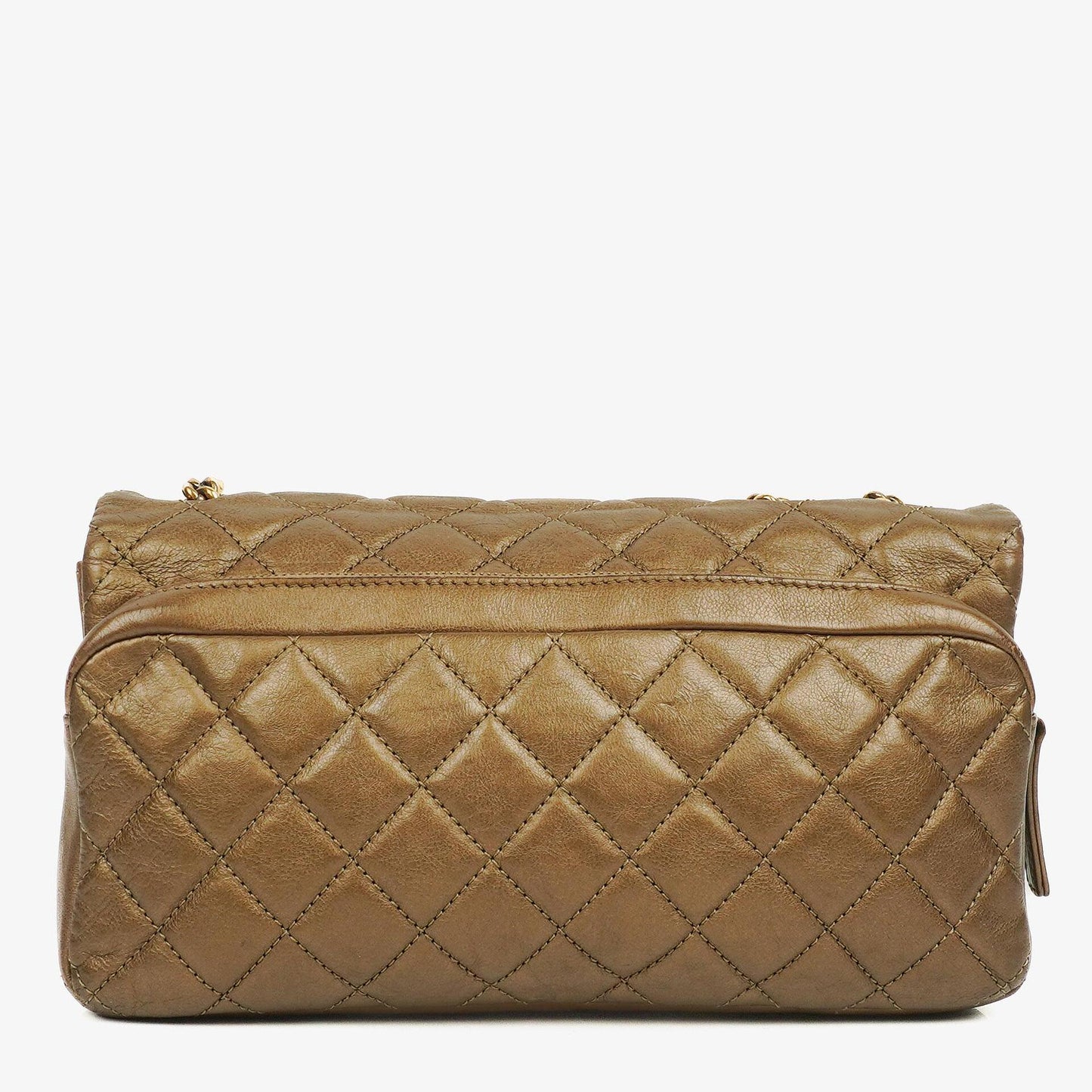 Chanel Gold Calfskin Medium Crown Single Flap Bag
