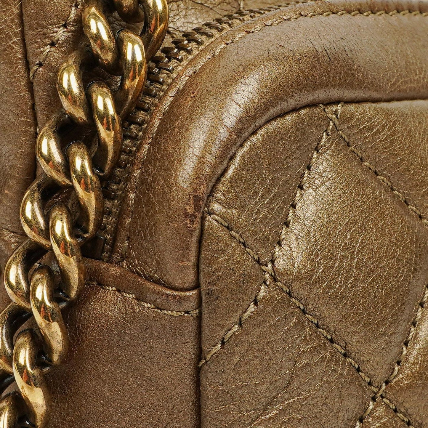 Chanel Gold Calfskin Medium Crown Single Flap Bag