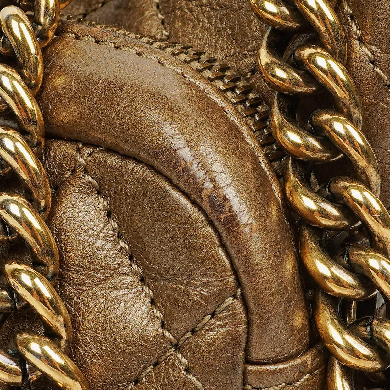 Chanel Gold Calfskin Medium Crown Single Flap Bag