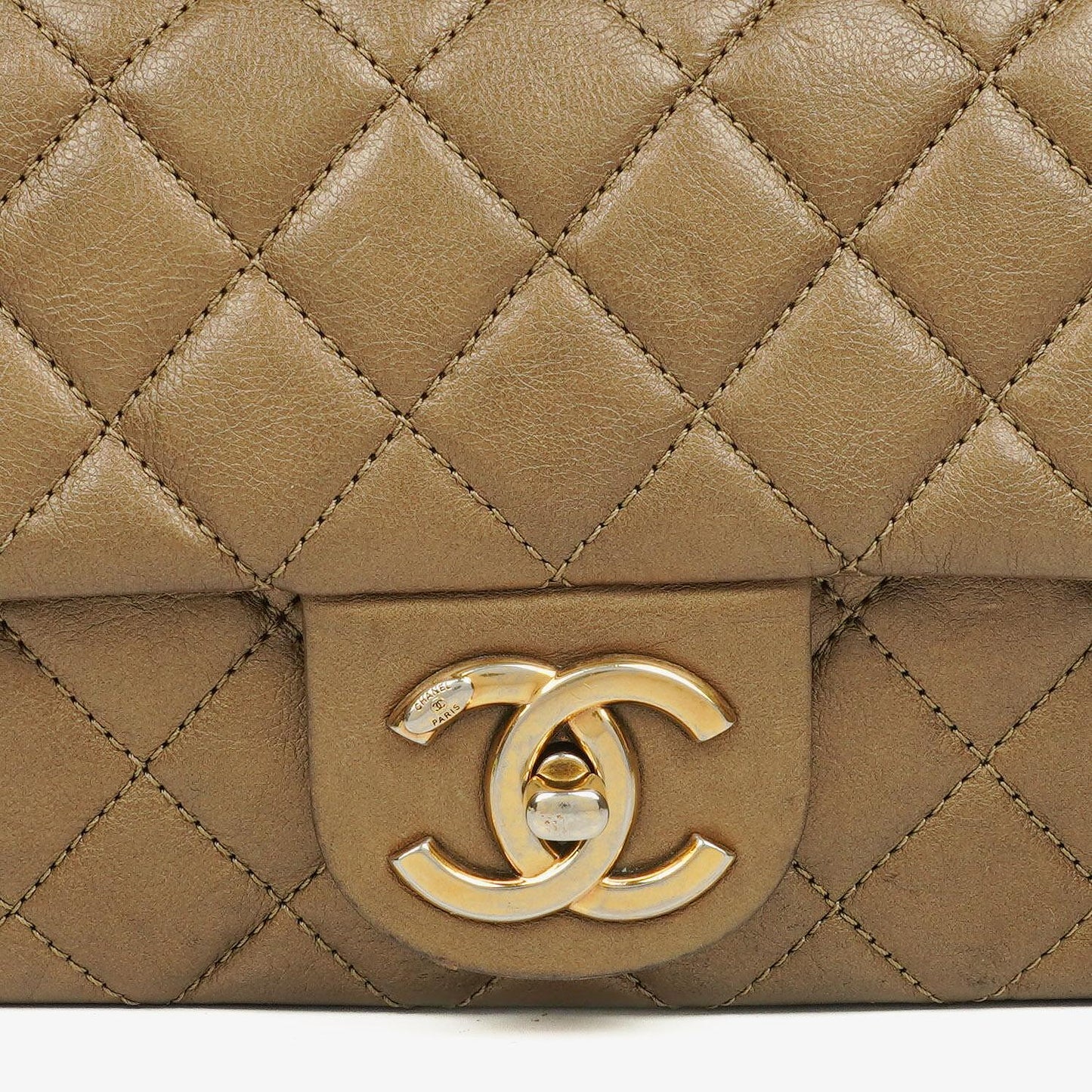 Chanel Gold Calfskin Medium Crown Single Flap Bag