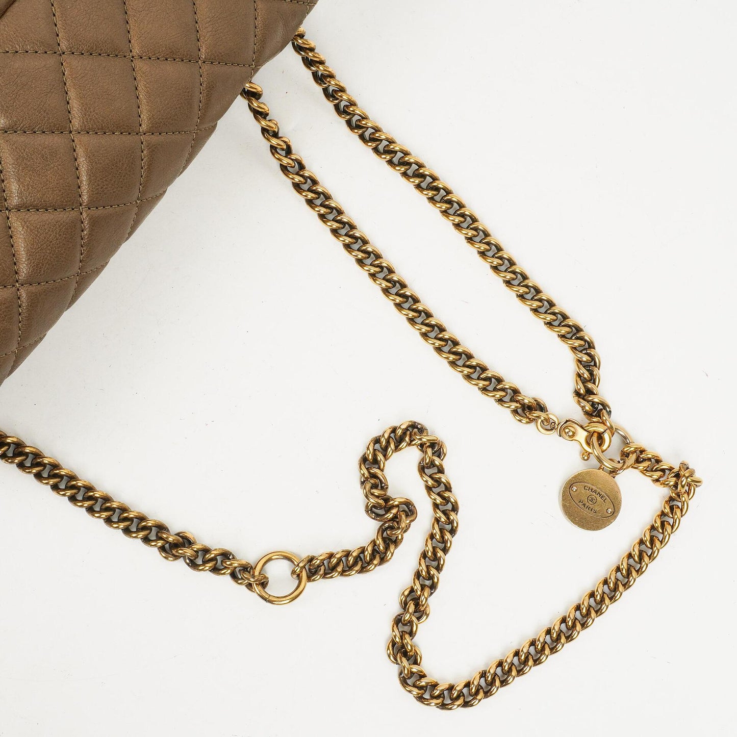 Chanel Gold Calfskin Medium Crown Single Flap Bag