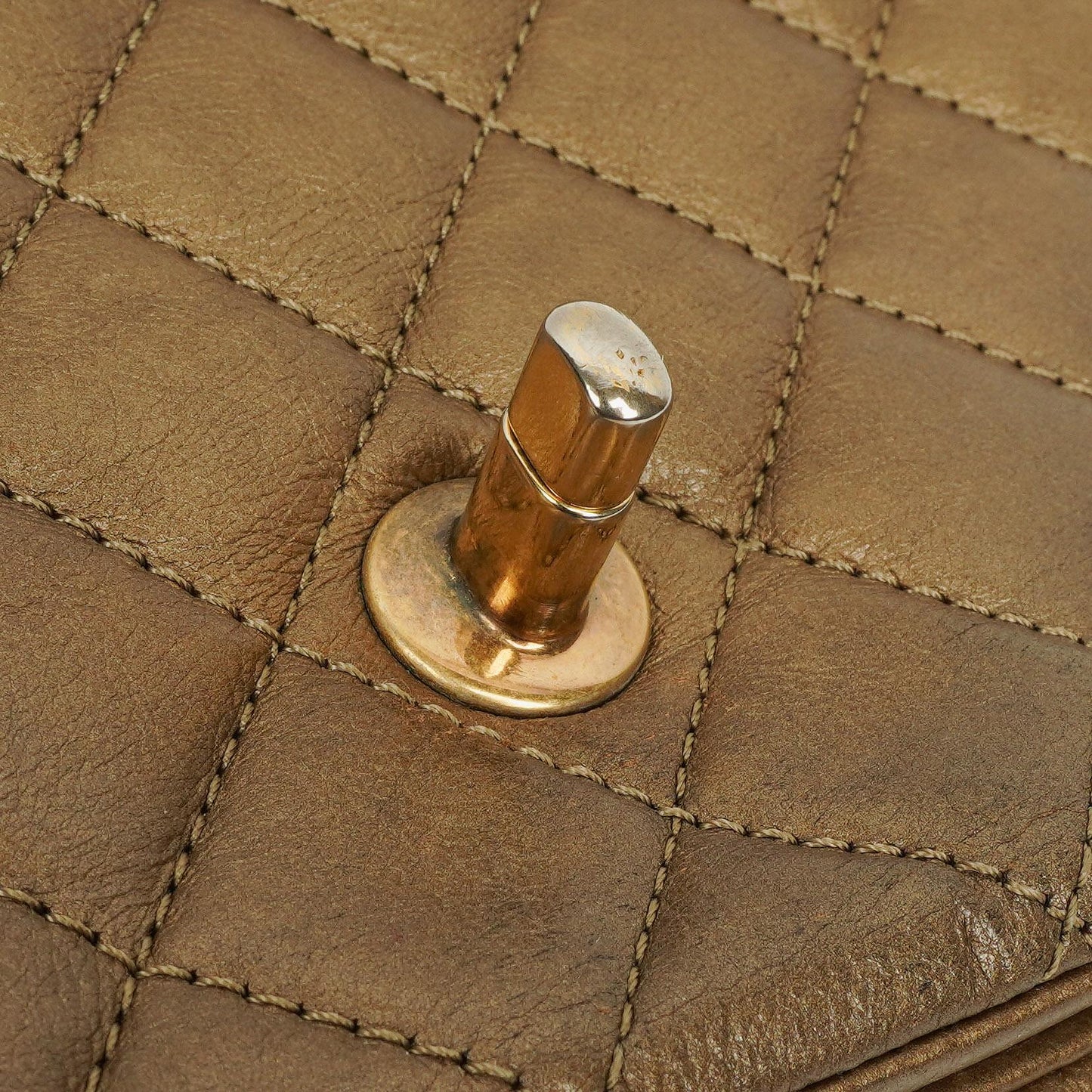 Chanel Gold Calfskin Medium Crown Single Flap Bag