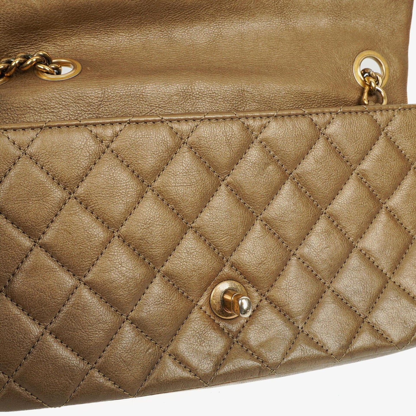 Chanel Gold Calfskin Medium Crown Single Flap Bag