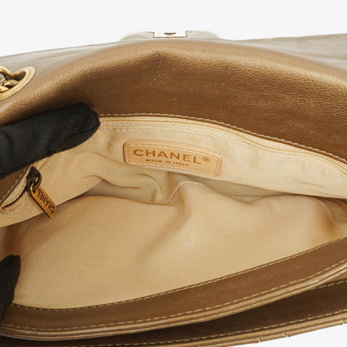 Chanel Gold Calfskin Medium Crown Single Flap Bag