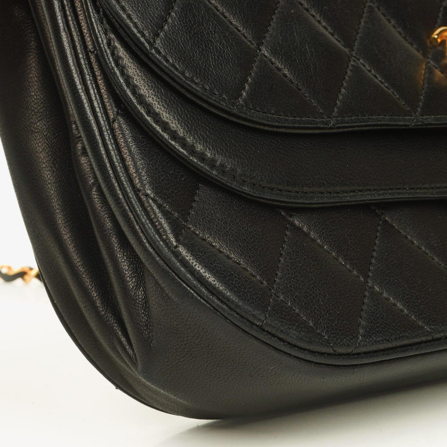 Chanel Half-Moon Double Flap Bag Black Quilted Lambskin 24K Gold-Plated Hardware