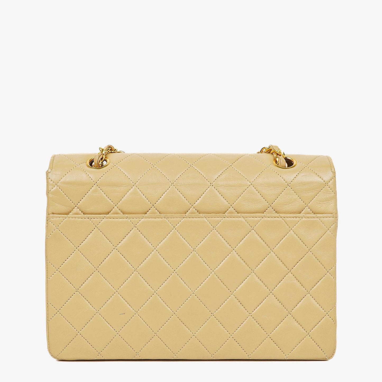 Chanel Half-Moon Flap Bag Beige Quilted Lambskin 24K Gold-Plated Hardware