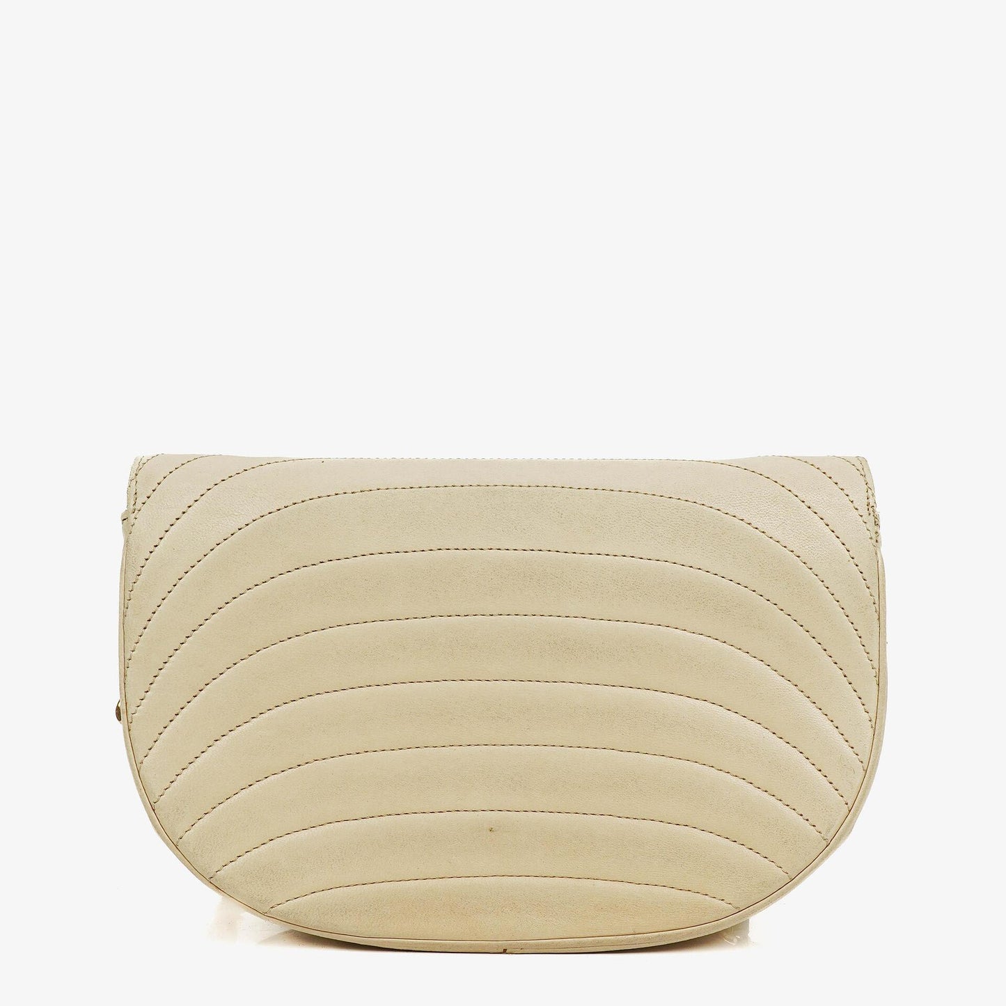 Chanel Half-Moon Flap Bag In Beige Quilted Lambskin