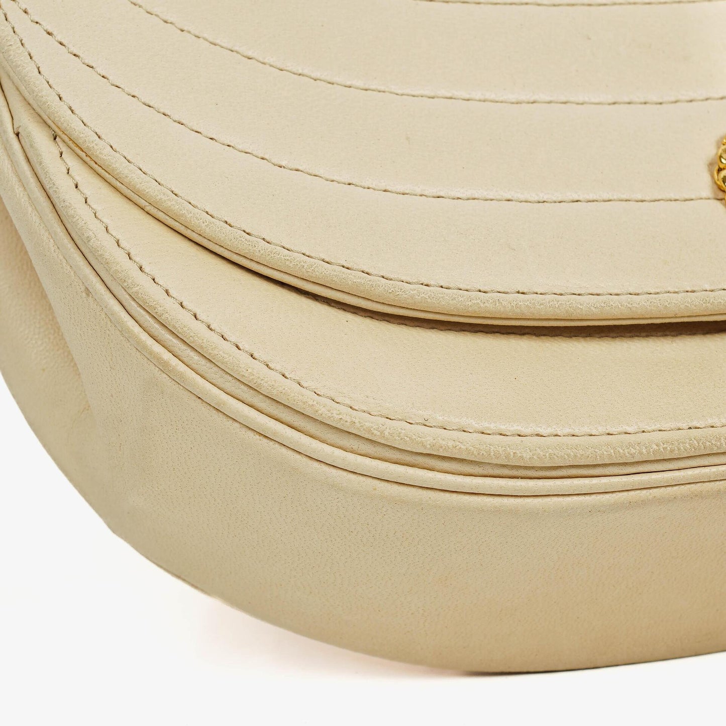 Chanel Half-Moon Flap Bag In Beige Quilted Lambskin