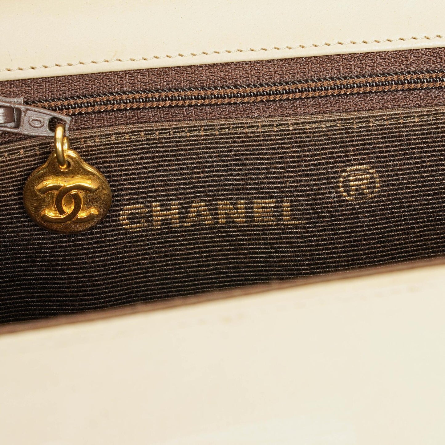 Chanel Half-Moon Flap Bag In Beige Quilted Lambskin