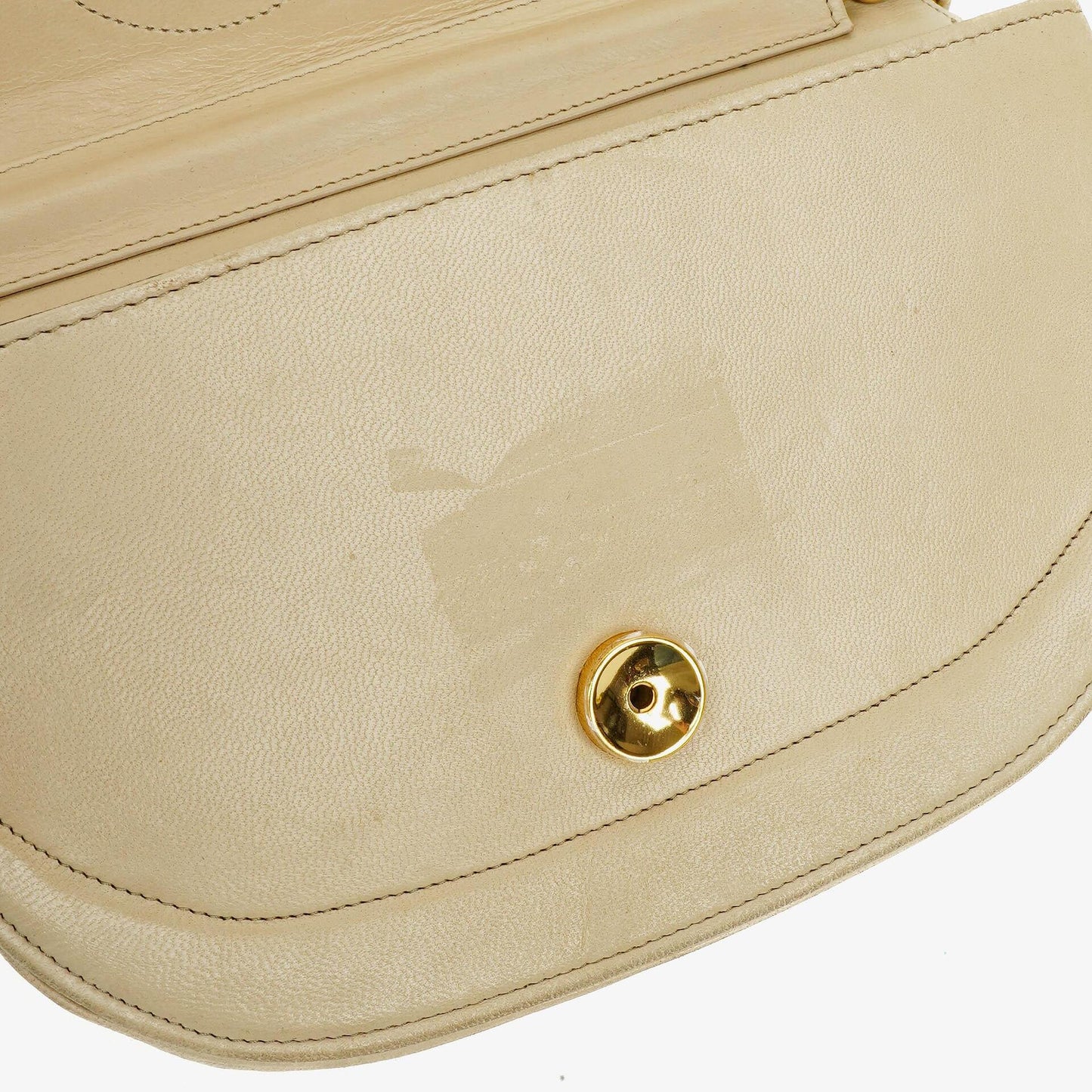 Chanel Half-Moon Flap Bag In Beige Quilted Lambskin