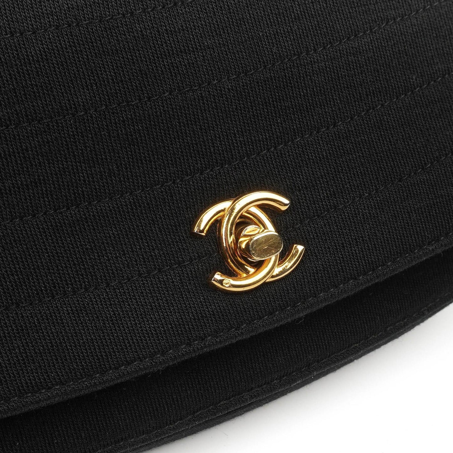 Chanel Half-Moon Flap Bag In Black Quilted Jersey And 24K Gold-Plated Hardware