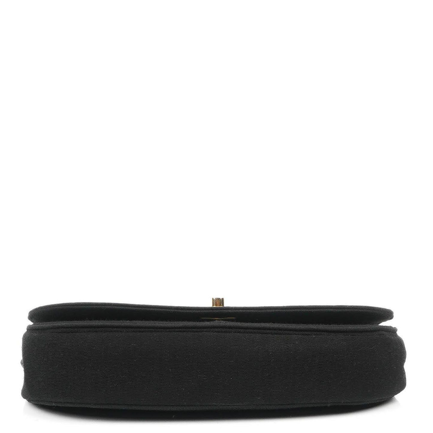 Chanel Half-Moon Flap Bag In Black Quilted Jersey And 24K Gold-Plated Hardware