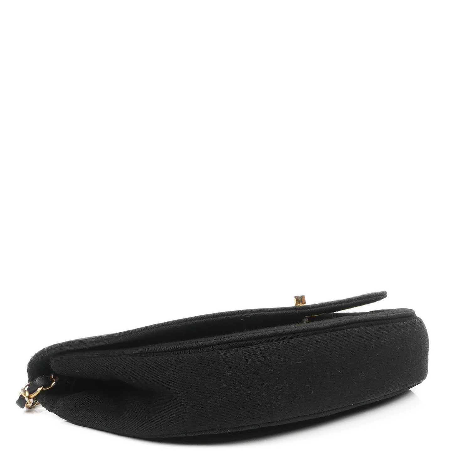 Chanel Half-Moon Flap Bag In Black Quilted Jersey And 24K Gold-Plated Hardware