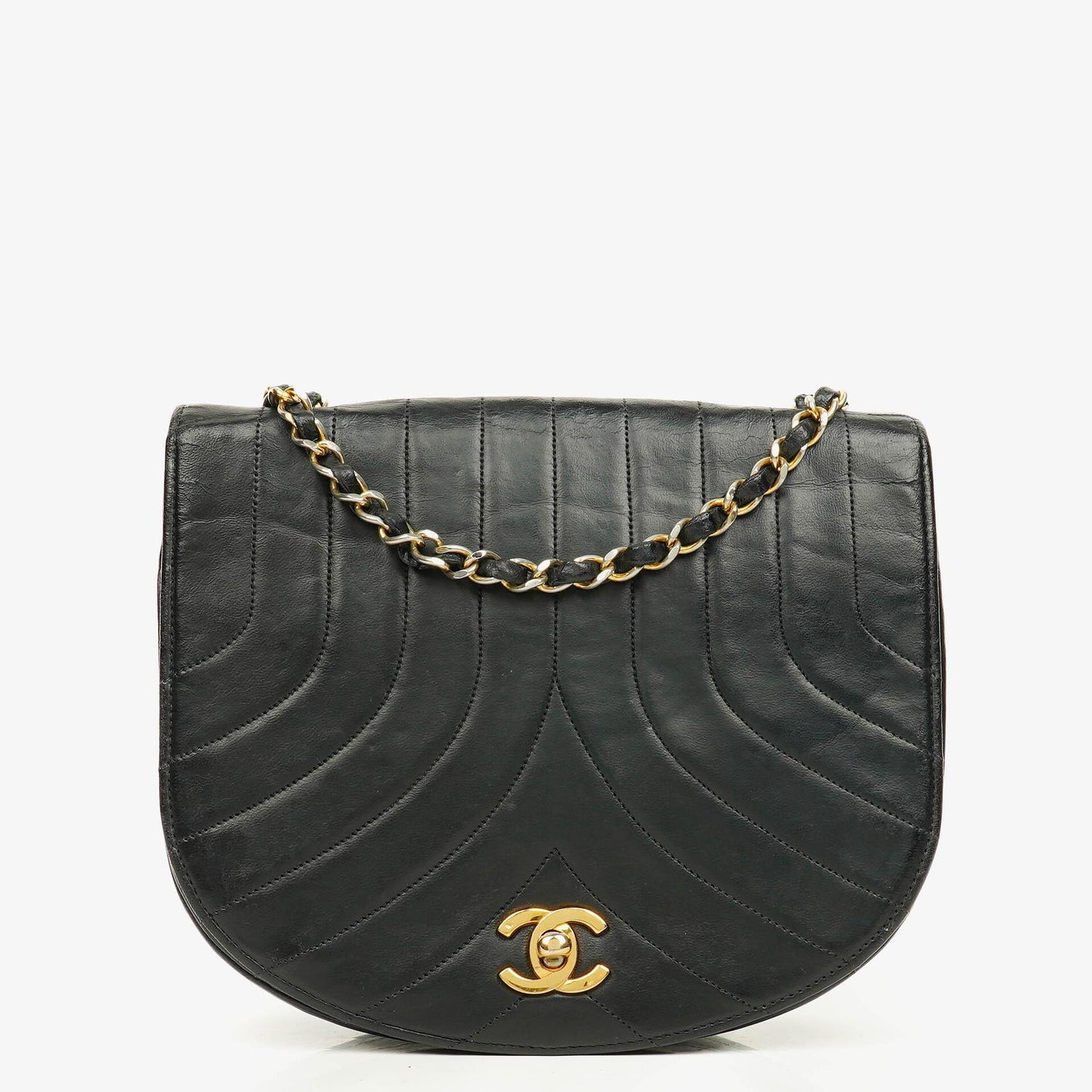 Chanel Half-Moon In Black Quilted Lambskin With 24K Gold-Plated Hardware