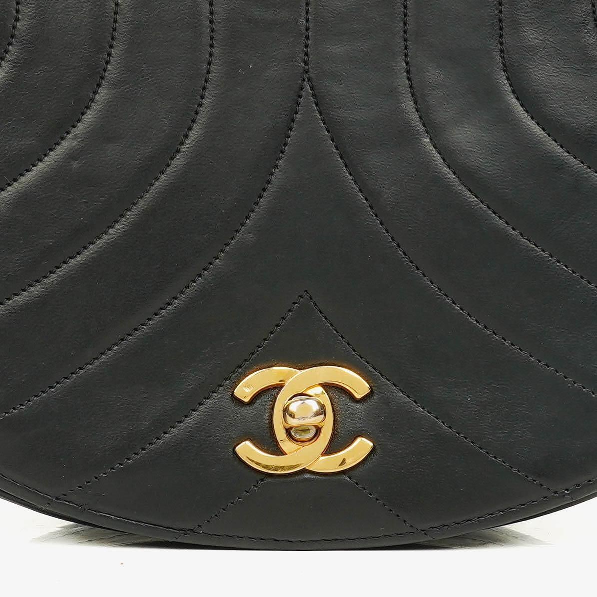 Chanel Half-Moon In Black Quilted Lambskin With 24K Gold-Plated Hardware