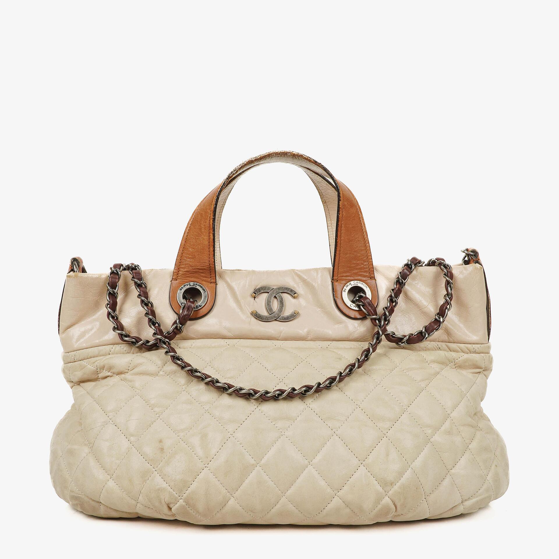 Chanel In The Mix Leather Large Tote Beige