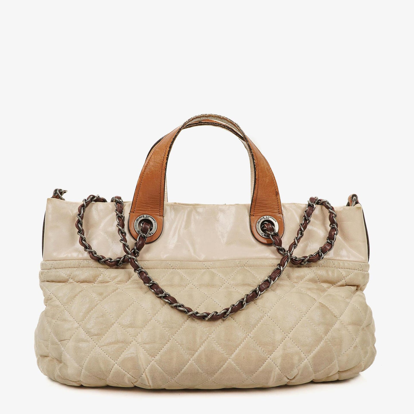 Chanel In The Mix Leather Large Tote Beige