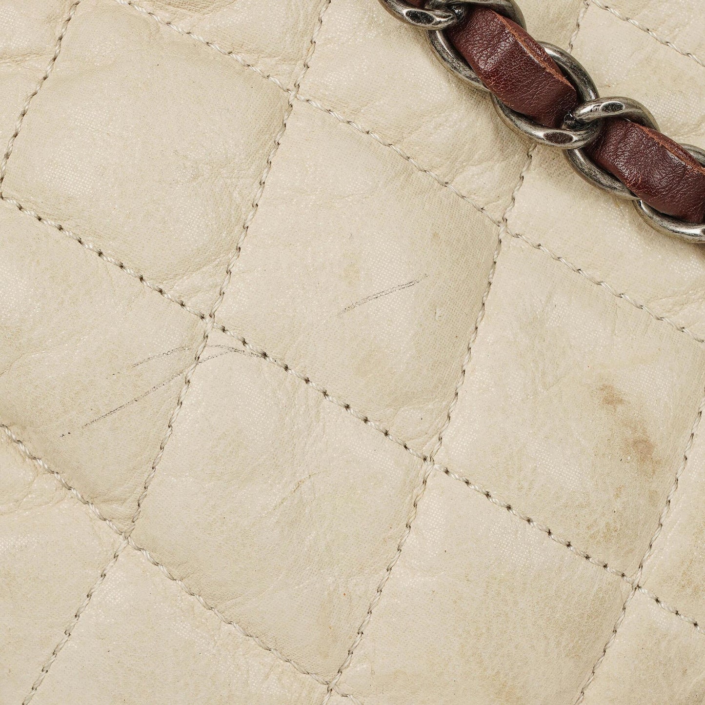 Chanel In The Mix Leather Large Tote Beige