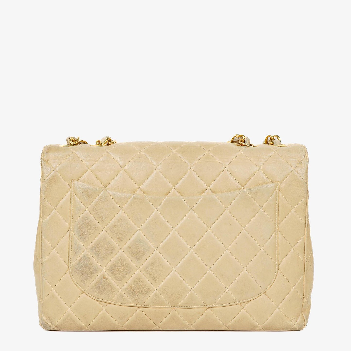 Chanel Jumbo CC Classic Single Flap Bag Beige Quilted Lambskin 24K Gold-Plated Hardware