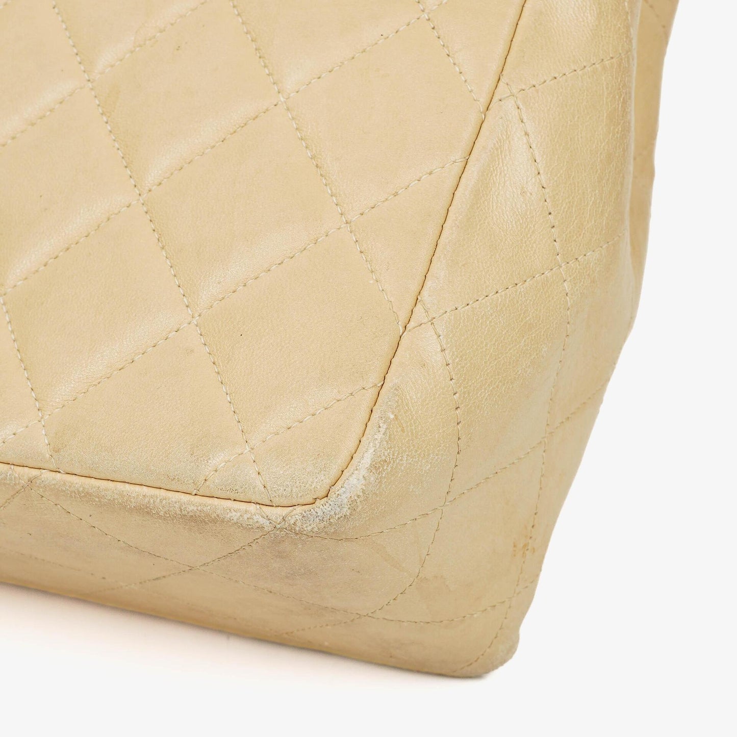 Chanel Jumbo CC Classic Single Flap Bag Beige Quilted Lambskin 24K Gold-Plated Hardware