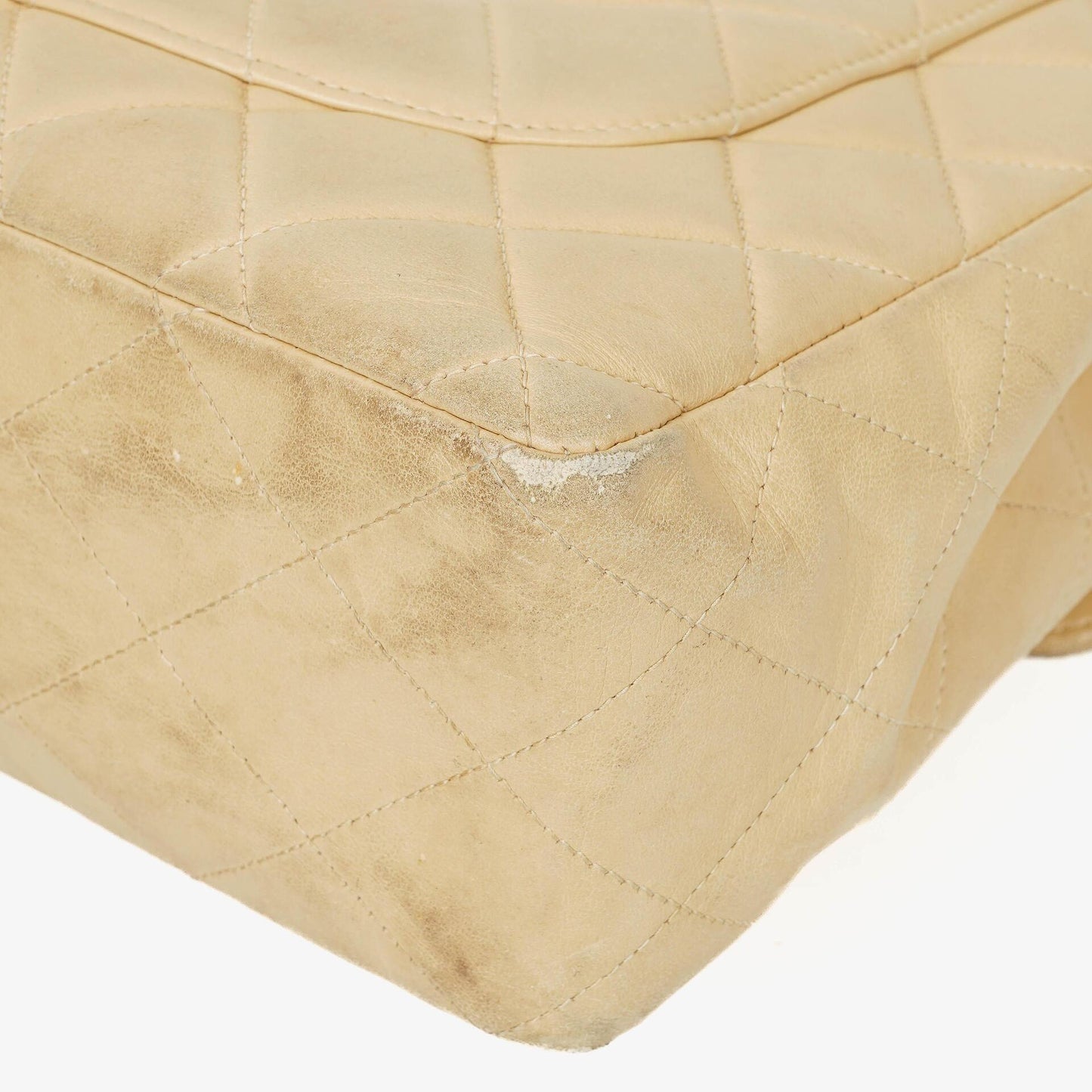 Chanel Jumbo CC Classic Single Flap Bag Beige Quilted Lambskin 24K Gold-Plated Hardware