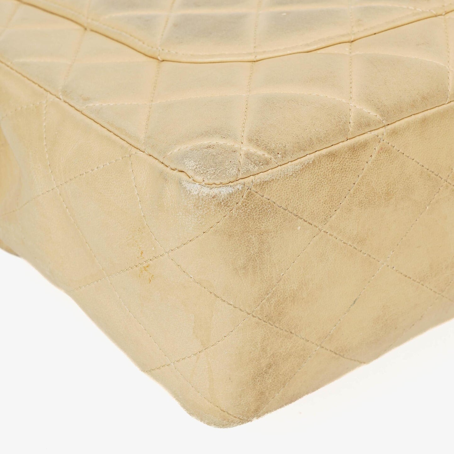 Chanel Jumbo CC Classic Single Flap Bag Beige Quilted Lambskin 24K Gold-Plated Hardware